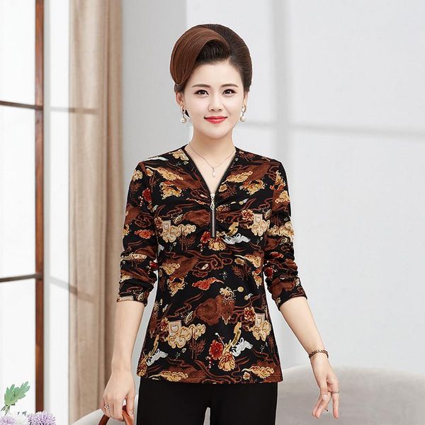 women's blouses & shirts autumn and winter style blouse shirt v-neck zipper decoration printed long sleeve slim elegant, White
women's blouses & shirts autumn and winter style blouse shirt v-neck zipper decoration printed long sleeve slim elegant, White
