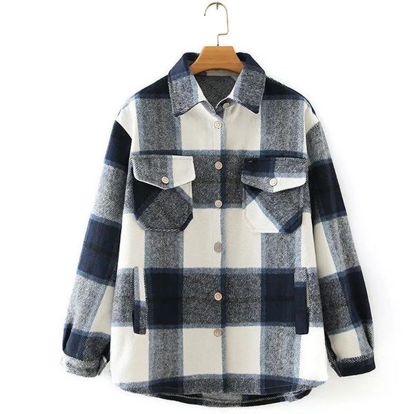 women's wool & blends 2021 fashion women long sleeve plaid shirt coats spring autumn casual lapel cardigan jacket outerwear large size, Black
women's wool & blends 2021 fashion women long sleeve plaid shirt coats spring autumn casual lapel cardigan jacket outerwear large size, Black