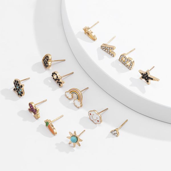 creative jewelry multi element letter modeling earring set temperament versatile rainbow star earrings, Silver
creative jewelry multi element letter modeling earring set temperament versatile rainbow star earrings, Silver