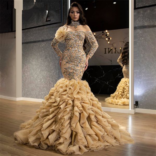 luxury gold evening dresses beads appliques tiered ruffles mermaid party gowns women prom dress off shoulder long sleeves robe de soriee, Black;red
luxury gold evening dresses beads appliques tiered ruffles mermaid party gowns women prom dress off shoulder long sleeves robe de soriee, Black;red