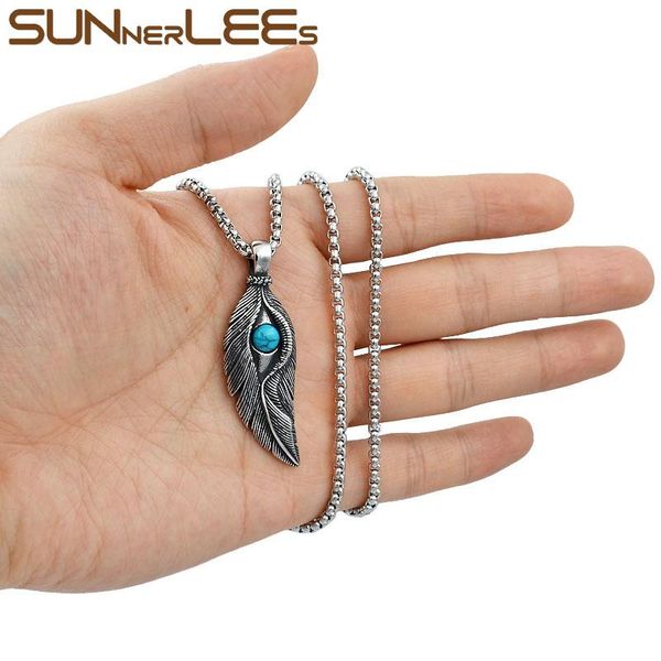 pendant necklaces sunnerlees 316l stainless steel necklace hiphop rock punk feather link chain men women fashion jewelry gift sp57, Silver
pendant necklaces sunnerlees 316l stainless steel necklace hiphop rock punk feather link chain men women fashion jewelry gift sp57, Silver