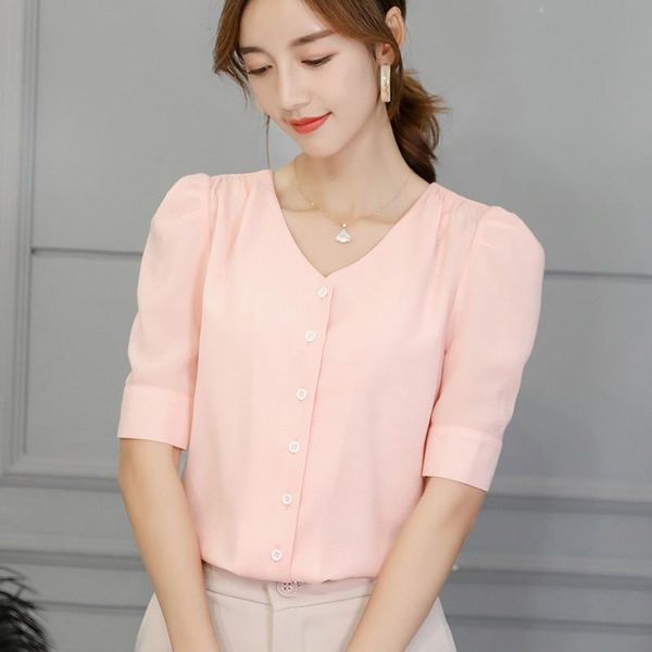 women's blouses & shirts summer sample women v-neck solid chiffon short sleeve temperament blouse office lady shirtw, White
women's blouses & shirts summer sample women v-neck solid chiffon short sleeve temperament blouse office lady shirtw, White