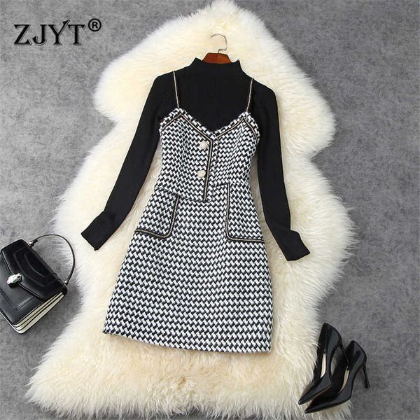 europe fashion woman clothes autumn winter long sleeve black knit sweater and plaid woolen dress 2 piece sets 210601, Black;gray
europe fashion woman clothes autumn winter long sleeve black knit sweater and plaid woolen dress 2 piece sets 210601, Black;gray