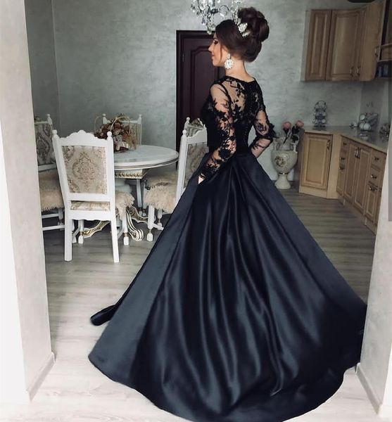 new black 2021 evening long sleeve a-line satin sweep train lace appliques women party gowns special occasion elegant brilliant fd9i, Black;red
new black 2021 evening long sleeve a-line satin sweep train lace appliques women party gowns special occasion elegant brilliant fd9i, Black;red