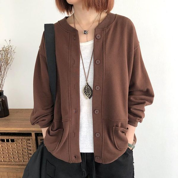 women's jackets cotton women 2021 spring autumn solid color cardigan loose big size long-sleeved pockets casual outerwear coat female, Black;brown
women's jackets cotton women 2021 spring autumn solid color cardigan loose big size long-sleeved pockets casual outerwear coat female, Black;brown