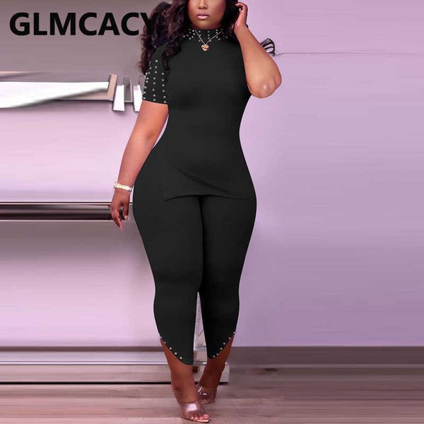 women casual two piece summer suits short sleeve pearl beading shirt & skinny pants set 210702, White
women casual two piece summer suits short sleeve pearl beading shirt & skinny pants set 210702, White