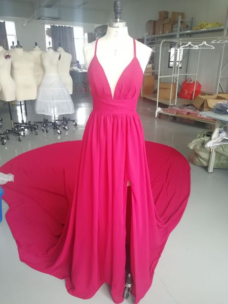 prom dress chiffon aline homecoming spaghetti straps party with long train and split custom made wear, Black
prom dress chiffon aline homecoming spaghetti straps party with long train and split custom made wear, Black