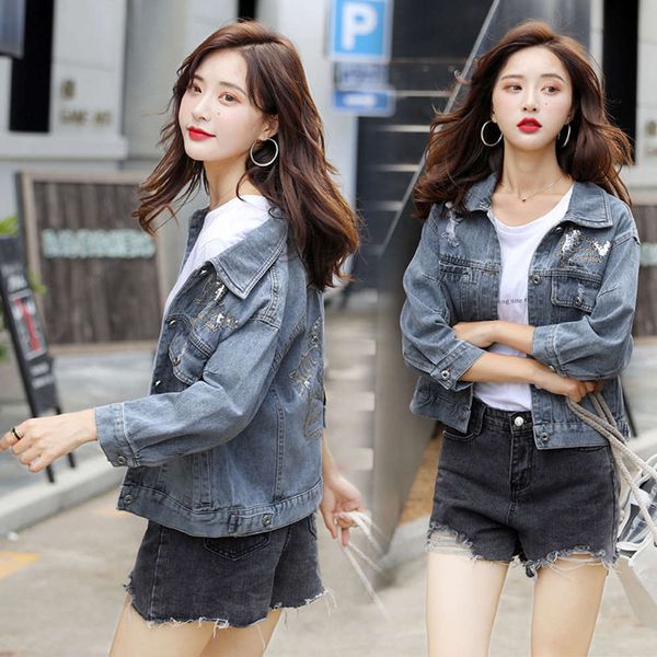 cool 2019 and denim korean spring women's autumn loose popular new net red student bf jacket, Black;brown
cool 2019 and denim korean spring women's autumn loose popular new net red student bf jacket, Black;brown