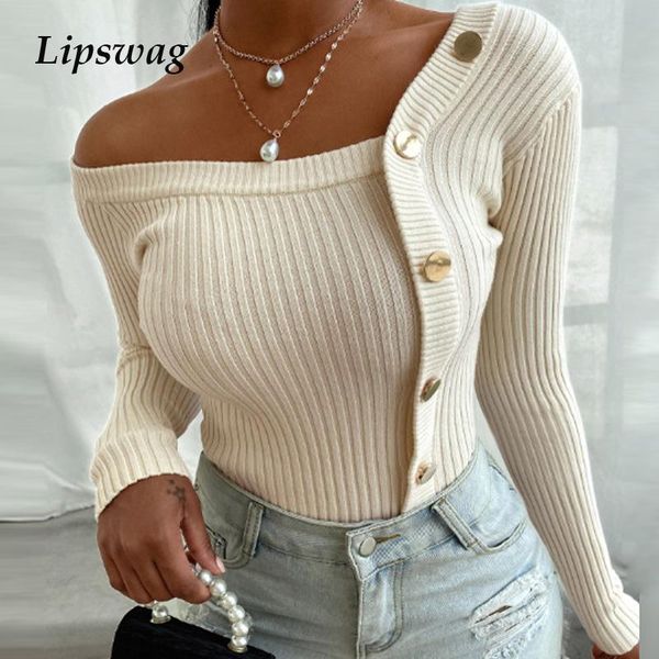 slash neck button ribbed knit blouse women 2021 autumn elegant off shoulder pullover ladies casual solid color blusa, White
slash neck button ribbed knit blouse women 2021 autumn elegant off shoulder pullover ladies casual solid color blusa, White
