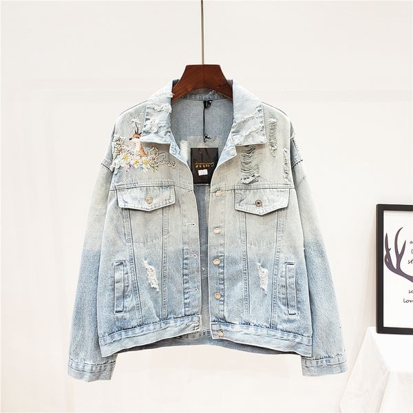 korean fashion beading embroidery pattern holes denim women basic outerwear casual loose short jeans jacket coat female tje6, Black;brown
korean fashion beading embroidery pattern holes denim women basic outerwear casual loose short jeans jacket coat female tje6, Black;brown