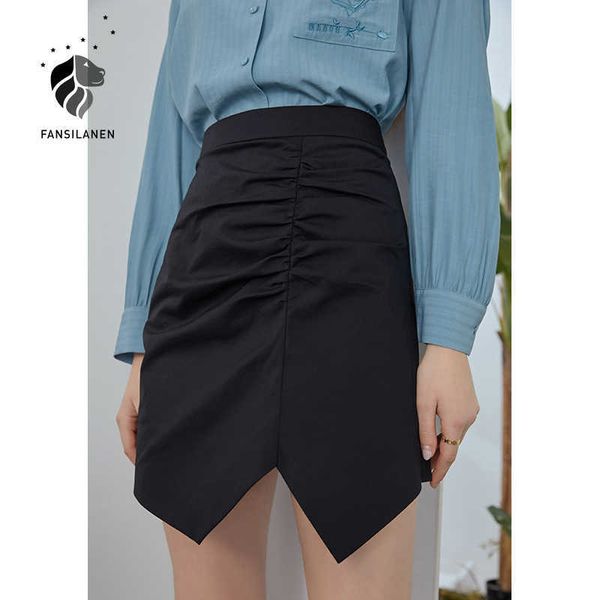 fansilanen short skirt women irregular high waist spring a-line culottes black for 210607
fansilanen short skirt women irregular high waist spring a-line culottes black for 210607