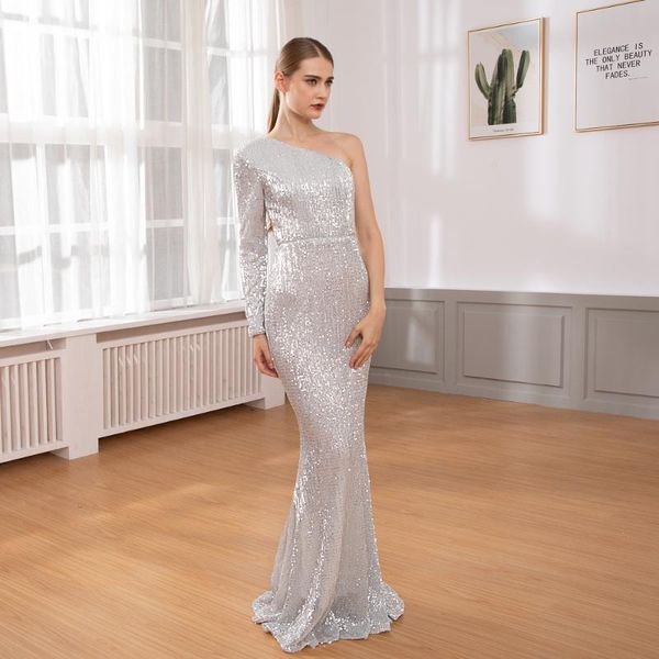 casual dresses one shoulder silver green sequined maxi dress elegant single sleeve bodycon floor length night gown xl, Black;gray
casual dresses one shoulder silver green sequined maxi dress elegant single sleeve bodycon floor length night gown xl, Black;gray