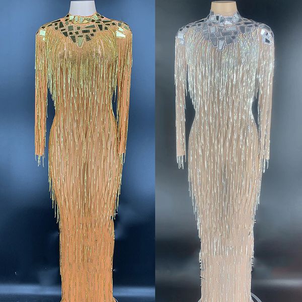 transparent mesh long dress fringe open back modern singer costume silver/gold mirror birthday dress for women wear vdb3303, Black;red
transparent mesh long dress fringe open back modern singer costume silver/gold mirror birthday dress for women wear vdb3303, Black;red
