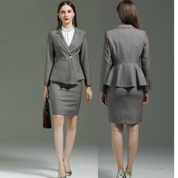 two piece dress formal skirt suits for women 2peice and blazer lady uniform, White 
two piece dress formal skirt suits for women 2peice and blazer lady uniform, White