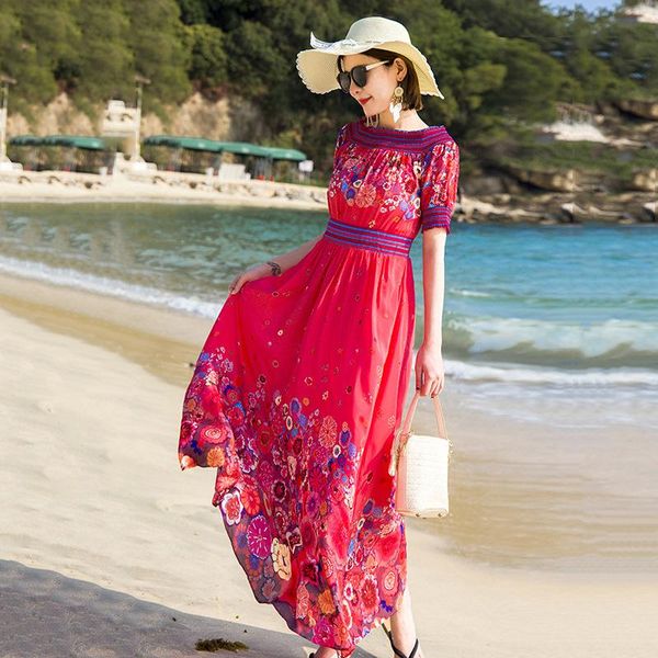 women's wool & blends holiday style silk dress 2021 spring and summer elegant positioning printing one neck, Black
women's wool & blends holiday style silk dress 2021 spring and summer elegant positioning printing one neck, Black
