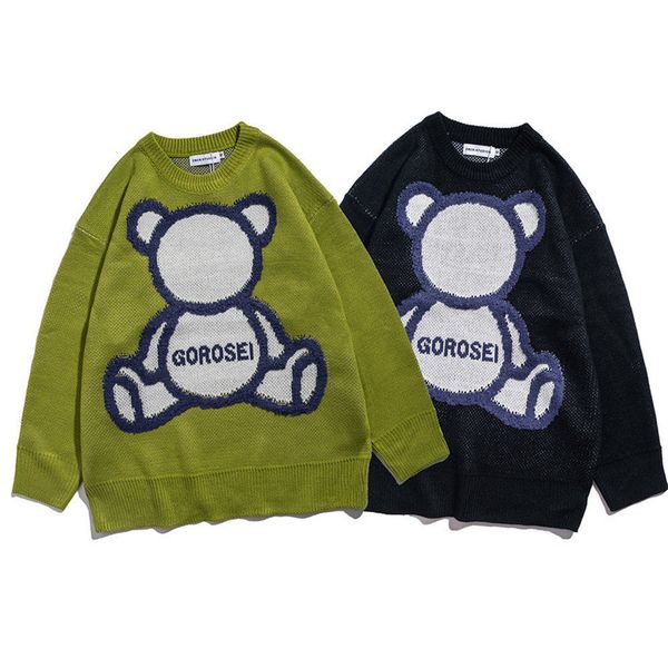 men's sweaters 2021 men's winter sweater embroidered faceless bear collar korean knitting women's casual harajuku street larg, White;black
men's sweaters 2021 men's winter sweater embroidered faceless bear collar korean knitting women's casual harajuku street larg, White;black