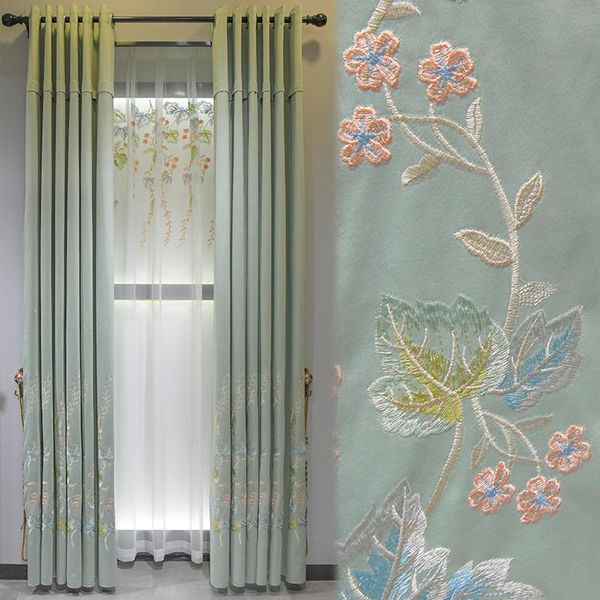 european flannel embroidered curtain bedroom princess girl korean pastoral high end french floor curtain product customization
european flannel embroidered curtain bedroom princess girl korean pastoral high end french floor curtain product customization