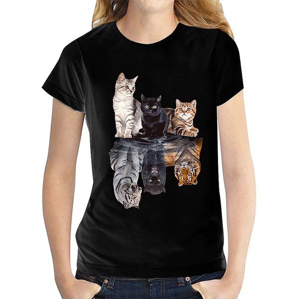 tiger pattern women's fashion style 3d printing round neck casual streetwear summer basic short-sleeved t-shirt, White
tiger pattern women's fashion style 3d printing round neck casual streetwear summer basic short-sleeved t-shirt, White