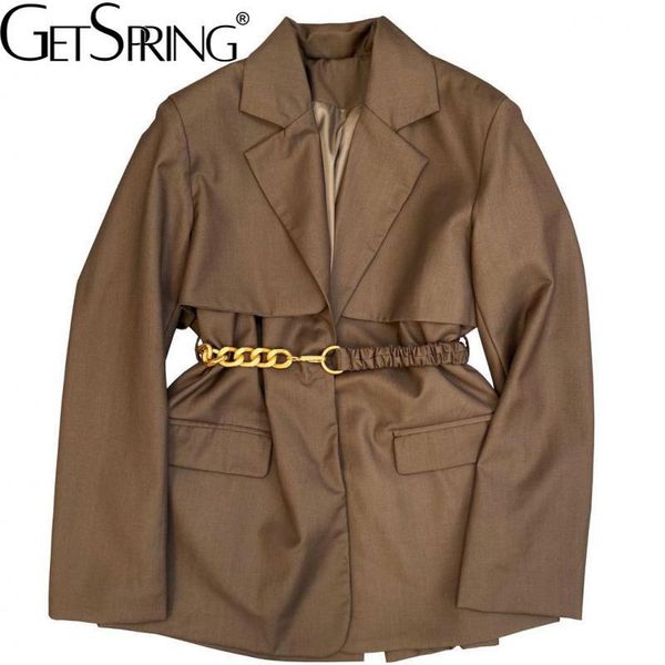 women's suits & blazers getspring women blazer bandage vintage black coffee womens long sleeve all match casual loose and jackets, White;black
women's suits & blazers getspring women blazer bandage vintage black coffee womens long sleeve all match casual loose and jackets, White;black