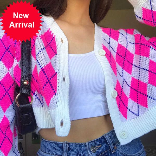 darlingaga fashion pink argyle plaid autumn cardigan women sweater buttons y2k vintage cropped cardigans coat knitted sweaters, White;black
darlingaga fashion pink argyle plaid autumn cardigan women sweater buttons y2k vintage cropped cardigans coat knitted sweaters, White;black