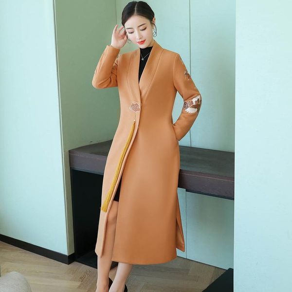 women's wool & blends 2021 autumn woolen coat women long-sleeved embroidered retro slim black khaki loose elegant casual winter long fe
women's wool & blends 2021 autumn woolen coat women long-sleeved embroidered retro slim black khaki loose elegant casual winter long fe