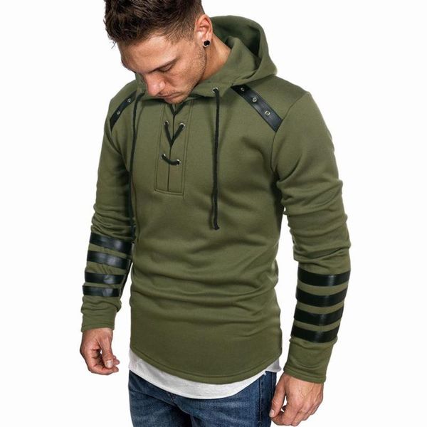 men's hoodies & sweatshirts patchwork leather hooded sweatshirt tape slim pocket hoodie fashion casual autumn winter male clothing, Black
men's hoodies & sweatshirts patchwork leather hooded sweatshirt tape slim pocket hoodie fashion casual autumn winter male clothing, Black