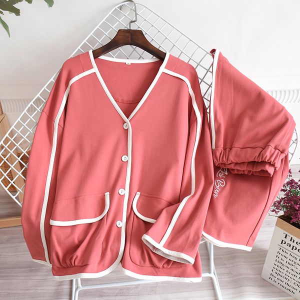 2021 japanese new spring ladies v-neck cotton suit simple long-sleeved knitted pajamas home service autumn and winter ca0y, Black;brown
2021 japanese new spring ladies v-neck cotton suit simple long-sleeved knitted pajamas home service autumn and winter ca0y, Black;brown