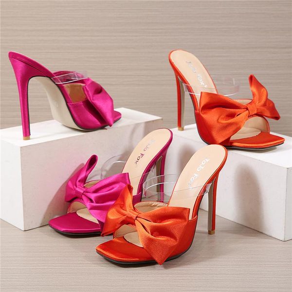 slippers 2021 silk butterfly-knot women mule 11cm high heels sandals flip flops pointed toe strappy slides party shoes, Black
slippers 2021 silk butterfly-knot women mule 11cm high heels sandals flip flops pointed toe strappy slides party shoes, Black