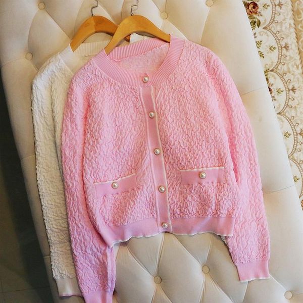 cute sweater 2021 autumn sweet round neck single breasted short knitted cardigan coat jumpers, White
cute sweater 2021 autumn sweet round neck single breasted short knitted cardigan coat jumpers, White