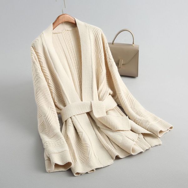 2021 new thick knitting cardigans coat with belt long sleeve winter cape sweater jumper casaco feminino women poncho h9l1, White;black
2021 new thick knitting cardigans coat with belt long sleeve winter cape sweater jumper casaco feminino women poncho h9l1, White;black