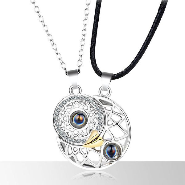 pendant necklaces 100 languages magnet necklace valentine's day projection stone fashion all-match clavicle chain, Silver
pendant necklaces 100 languages magnet necklace valentine's day projection stone fashion all-match clavicle chain, Silver