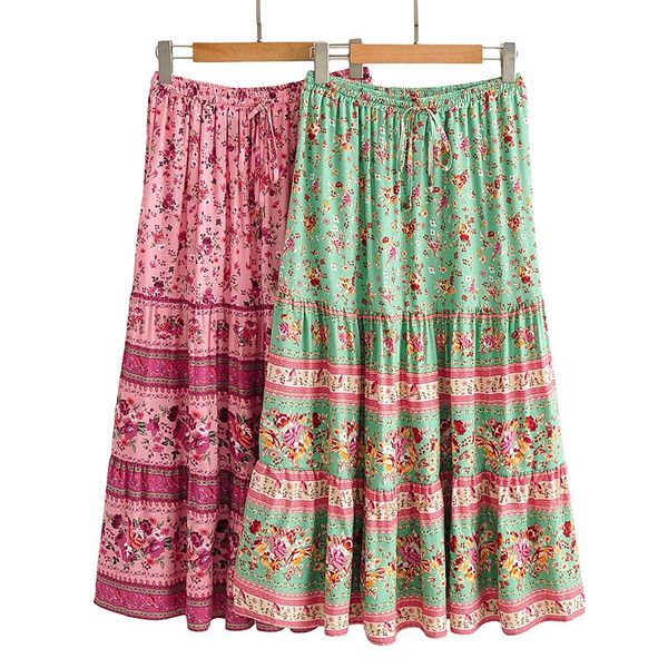 bohemia spliced ruched pleated floral print women skirt hippie adjust stream elastic waist swing skirts holiday beach, Red
bohemia spliced ruched pleated floral print women skirt hippie adjust stream elastic waist swing skirts holiday beach, Red
