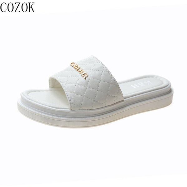 slippers 2021 women's solid color vamp metal letters modification trend all-match thick-soled outer wear slipper, Black
slippers 2021 women's solid color vamp metal letters modification trend all-match thick-soled outer wear slipper, Black