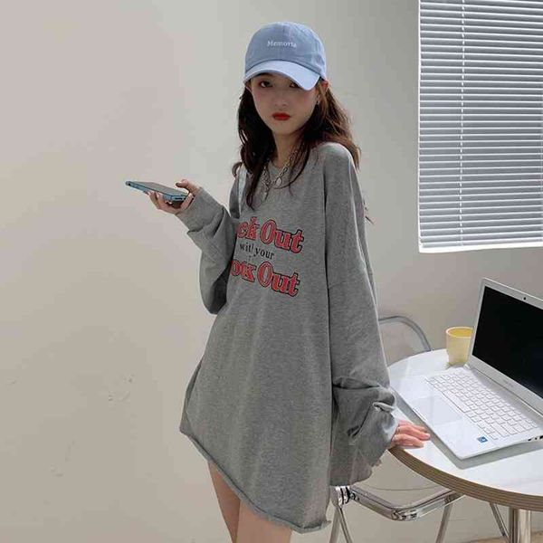 werueruyu oversize women autumn t-shirts long sleeve hip hop bf streetwear casual korean style plus size loose tee shirt 210608, White 
werueruyu oversize women autumn t-shirts long sleeve hip hop bf streetwear casual korean style plus size loose tee shirt 210608, White