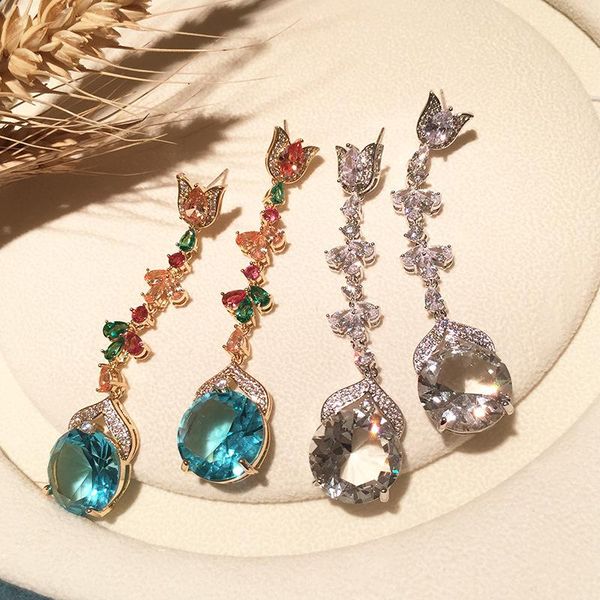 dangle & chandelier blue tulip earrings female retro hepburn style super fairy tassel temperament elegant long, Silver
dangle & chandelier blue tulip earrings female retro hepburn style super fairy tassel temperament elegant long, Silver
