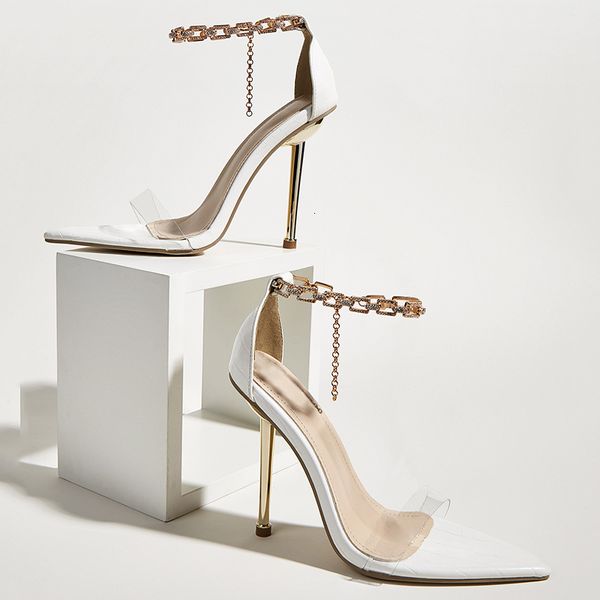 2021 new summer pvc transparent rhinestone chain high heels women sandals sharp toe party ladies shoes woman sandalias tiex, Black
2021 new summer pvc transparent rhinestone chain high heels women sandals sharp toe party ladies shoes woman sandalias tiex, Black