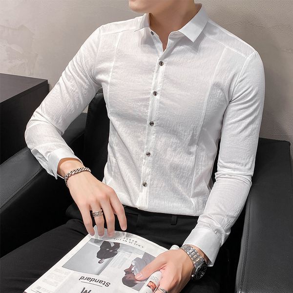 2021 men's business dress shirts long sleeve fine shirt solid colour social party streetwear blouse chemise homme 8aaa, White;black
2021 men's business dress shirts long sleeve fine shirt solid colour social party streetwear blouse chemise homme 8aaa, White;black