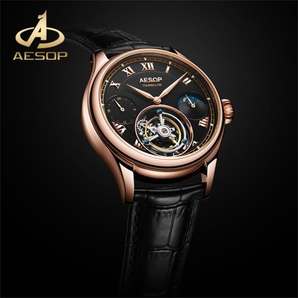 wristwatches aesop mechanical mens wristwatch leather strap moon phase multifunction men watch real tourbillon, Slivery;brown
wristwatches aesop mechanical mens wristwatch leather strap moon phase multifunction men watch real tourbillon, Slivery;brown