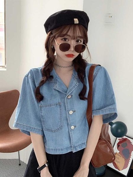 women's jackets large size fat mm denim shirt summer 2021 design small short loose sleeve, Black;brown
women's jackets large size fat mm denim shirt summer 2021 design small short loose sleeve, Black;brown