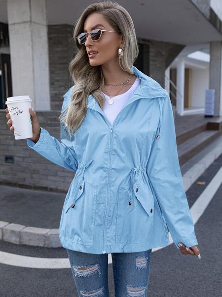 women's jackets 2021 spring and autumn fashion solid color jacket hooded outdoor mountaineering rainproof leisure, Black;brown
women's jackets 2021 spring and autumn fashion solid color jacket hooded outdoor mountaineering rainproof leisure, Black;brown
