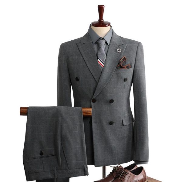 men's suits & blazers men double breasted groom plaid casual business high-end social formal suit for wedding costume homme, White;black
men's suits & blazers men double breasted groom plaid casual business high-end social formal suit for wedding costume homme, White;black