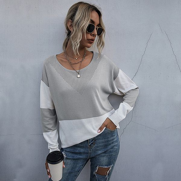 Autumn and winter new color-blocking round neck sweater long-sleeved women's casual all-match hedging contrast, White;black
Autumn and winter new color-blocking round neck sweater long-sleeved women's casual all-match hedging contrast, White;black