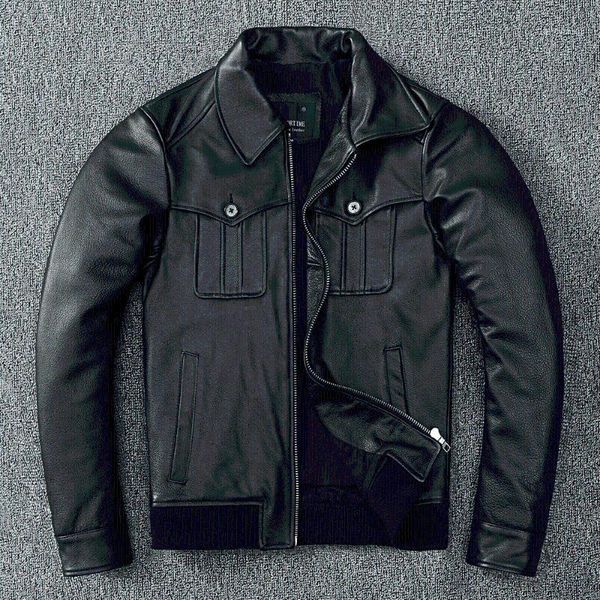 men's leather & faux 2021 autumn winter fashion classic casual style cowhide jacket mens genuine clothes vintage biker coat e218, Black
men's leather & faux 2021 autumn winter fashion classic casual style cowhide jacket mens genuine clothes vintage biker coat e218, Black