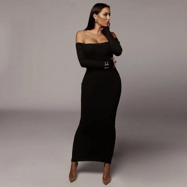casual dresses ribbed off shoulder long dress women autumn full sleeve slash neck bodycon solid backless ladies party vestido, Black;gray
casual dresses ribbed off shoulder long dress women autumn full sleeve slash neck bodycon solid backless ladies party vestido, Black;gray
