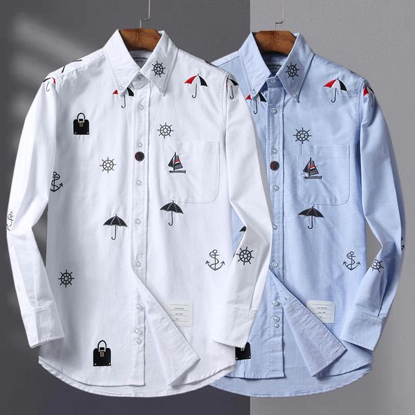 men's and women's tb oxford spinning fashion full body embroidery men's wear handsome long sleeve lapel casual shirt, White;black
men's and women's tb oxford spinning fashion full body embroidery men's wear handsome long sleeve lapel casual shirt, White;black