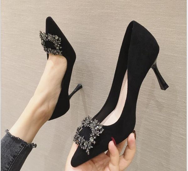 dress shoes spring and summer women's high-heeled water diamond buckle pointed thin single fashion shoes8cm, Black
dress shoes spring and summer women's high-heeled water diamond buckle pointed thin single fashion shoes8cm, Black