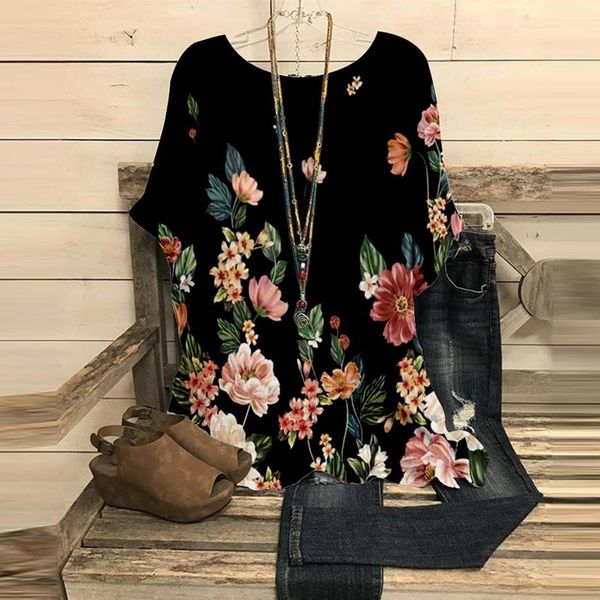 women's blouses & shirts est summer casual round neck short sleeve printed loose shirt ladies blouse plus size blusas mujer#, White
women's blouses & shirts est summer casual round neck short sleeve printed loose shirt ladies blouse plus size blusas mujer#, White