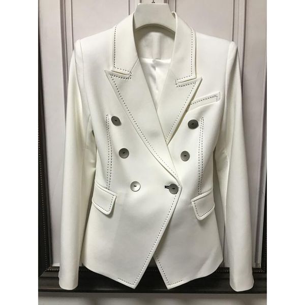2021 designer blazer jacket women's double breasted shell buttons contrast stitching slim fitting blazer, White;black
2021 designer blazer jacket women's double breasted shell buttons contrast stitching slim fitting blazer, White;black