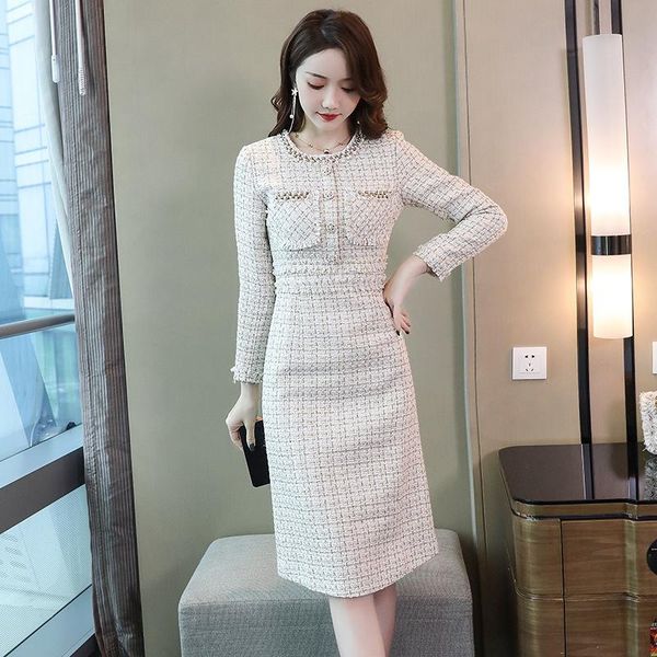 casual dresses tweed midi dress spring autumn fall winter office ladies slim long sleeve elegant runway brand wool women vestidos female, Black;gray
casual dresses tweed midi dress spring autumn fall winter office ladies slim long sleeve elegant runway brand wool women vestidos female, Black;gray