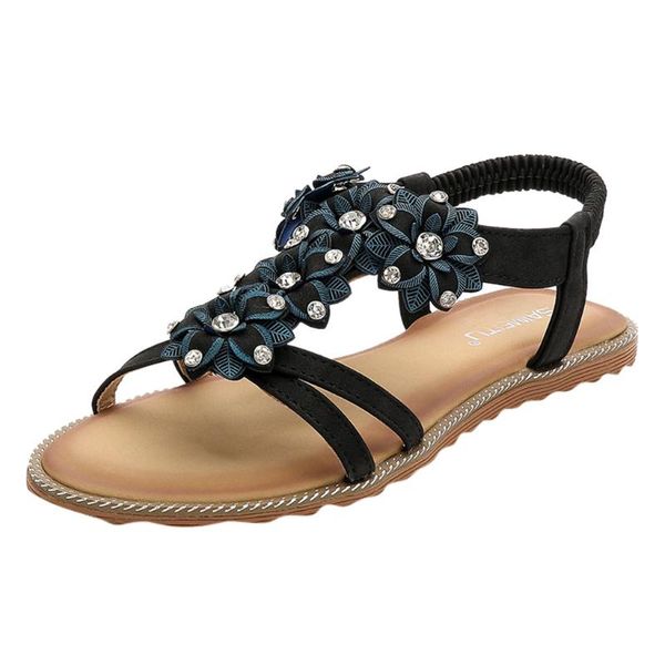 sagace women's bohemia rhinestone flower sandals crystal flats summer ladies low heel beach shoes open toe sandals shoes, Black
sagace women's bohemia rhinestone flower sandals crystal flats summer ladies low heel beach shoes open toe sandals shoes, Black